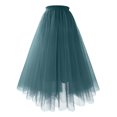 thumbnail image 2 of Women's Solid Color Tutu Skirt, High Waist A Line Midi Tulle Skirt with Elastic Waistband, Fluffy Layered Mesh Party Skirt for Prom, Wedding, Halloween and Daily Wear Blackish Green L, 2 of 3