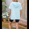 thumbnail image 4 of Sudadera con Capucha de Media Cremallera para Mujer, de Corta, Informal, con Bolsillos. Azul XL, 4 of 10