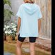 thumbnail image 4 of Sudadera con Capucha de Media Cremallera para Mujer, de Corta, Informal, con Bolsillos. Azul L, 4 of 10