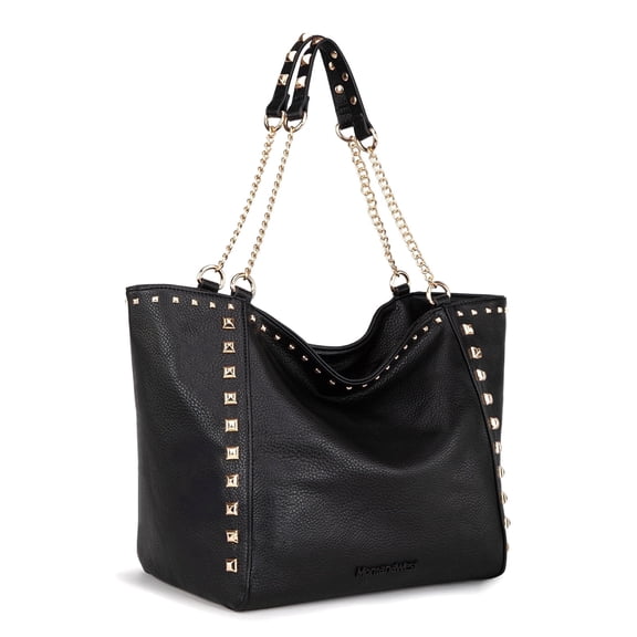 Montana West Large Tote Bag for Women Oversized Shoulder Purses with Chain Handbags, Black