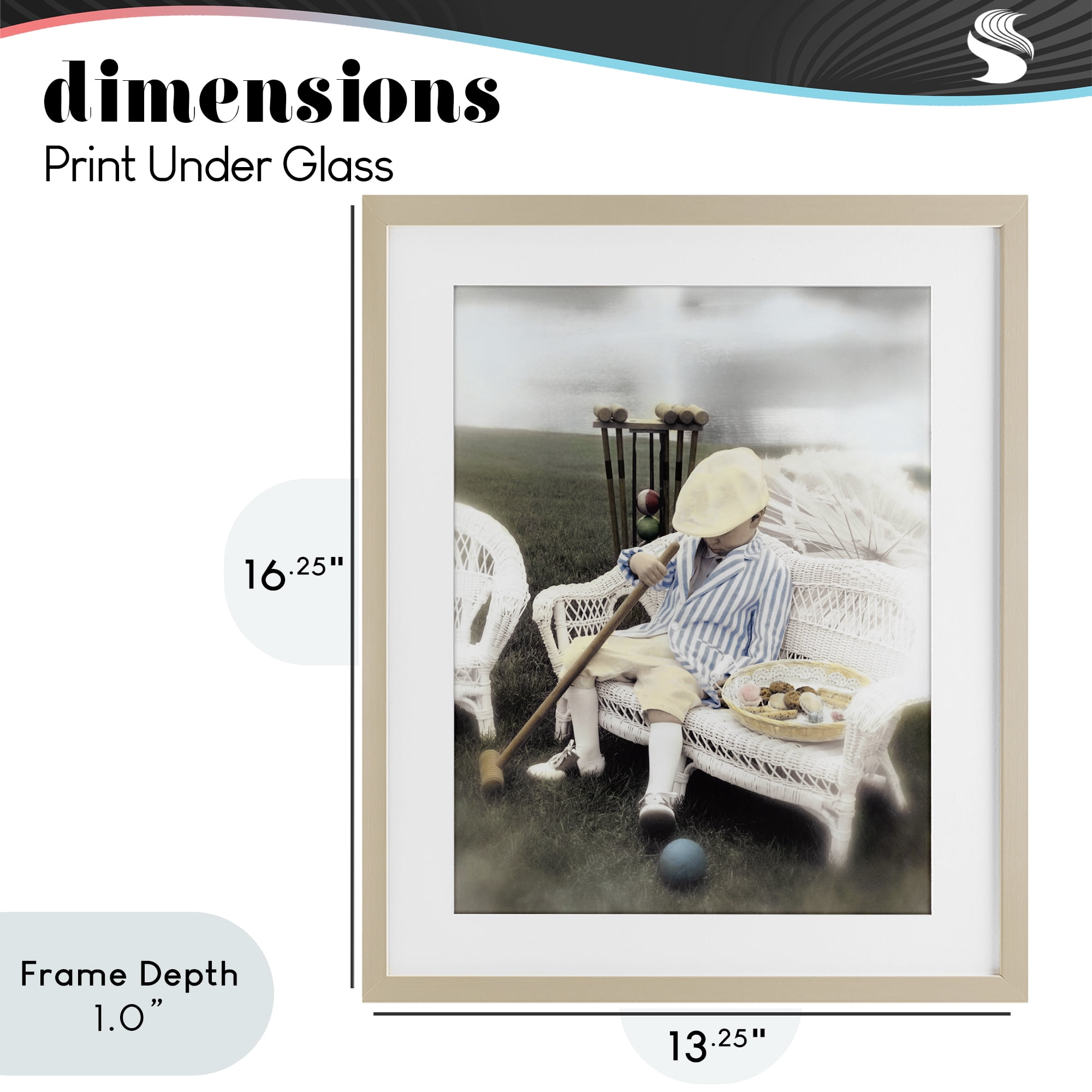 Stupell Industries Child with Croquet Mallet Birch Framed Print Under Glass, design by Kendra Dew