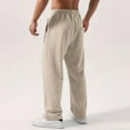 thumbnail image 4 of Men's Baggy Sweatpants Drawstring Elastic Waist Workout Running Sweat Pants with Pockets Beige L, 4 of 4
