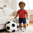 thumbnail image 4 of 18 Inch Doll Soccer Outfit, Striped Football Jersey & Shorts Casual Set, Sports Team Uniform for 18" Dolls Match Play Costume, 4 of 6