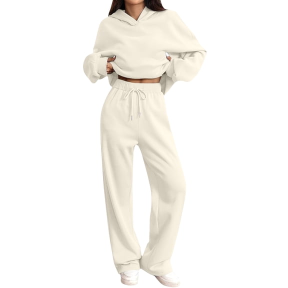 GILIGEGE Women's 2-Piece Tracksuit Set, Lounge Hoodie & Pants Outfit,Long Sleeve Sweatshirt,Casual Solid Color Turtleneck,Loungewear Set,Plus Size Sweatsuit for Fall Fashion & Airport Travel Beige