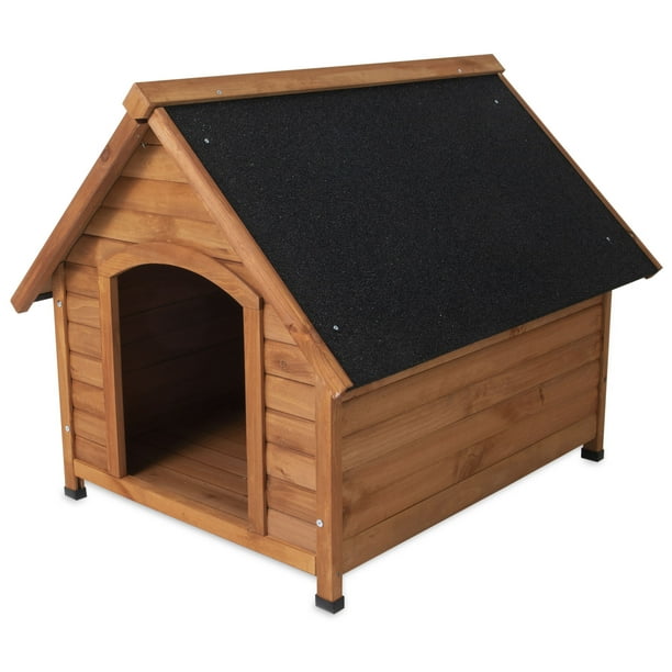 Petmate Peak Wood Dog House, Brown, Medium, 32" for Dogs 5070 Lbs