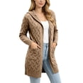 thumbnail image 5 of Naotn Plus Size Hooded Cardigan Sweaters for Women Trendy Fall Open Front Long‑Sleeve Cable Knit Loose Fit Tops with Side Pockets, 5 of 9