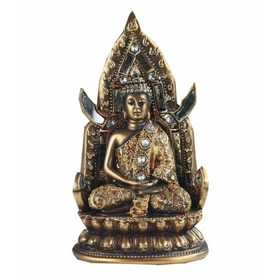 FC Design 8"H Brass Thai Buddha Meditation on Lotus Seat Statue Feng Shui Decoration Religious Figurine