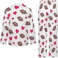 thumbnail image 5 of Top-kevin Womens Pajamas Set Hearts Leopard Lips Pattern Soft Long Sleeve Sleepwear Button Down Sets, 5 of 12