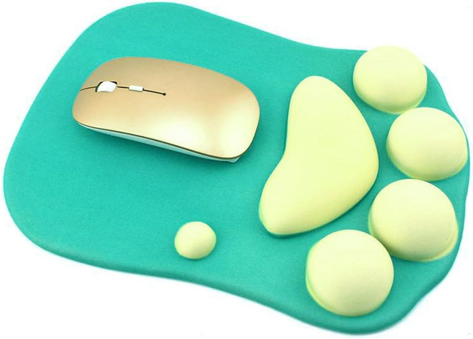 Cat Paw Mouse Pad with Wrist Rest Soft Gel Wrist Rest Pad Cute Design-cushioning and Comfortable Mouse Pad,Green