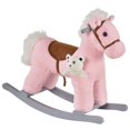thumbnail image 3 of Andoer Kids Plush Ride-On Rocking Horse with Bear Toy, Children Chair with Soft Plush Toy & Fun Realistic Sounds, Pink, 3 of 7