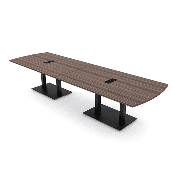 10 Person Arc Rectangle Powered Modular Conference Table Metal T Bases