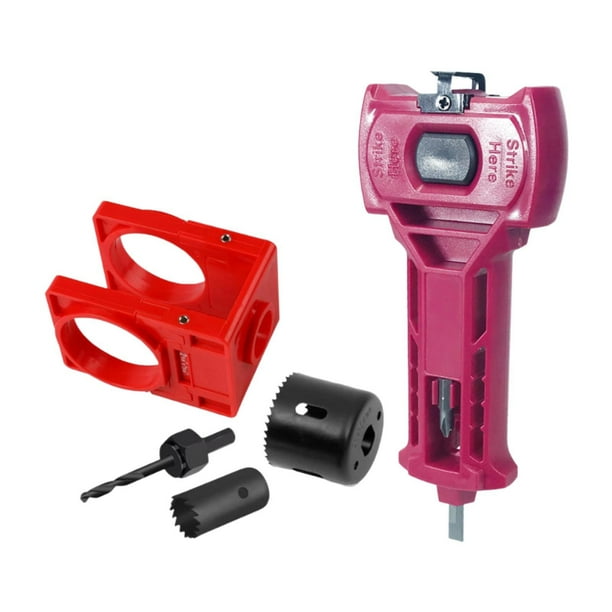 Kit de instalación de cerradura de puerta, juego de herramientas de instalación ajustable para puertas de madera de 35 a 43 mm de espesor. Rojo