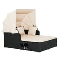 thumbnail image 1 of Gymax Patio Rattan Daybed Lounge Retractable Top Canopy Side Tables Cushions Beige, 1 of 10