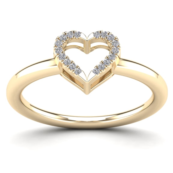 aaXia 10K Yellow Gold 1/20ct TDW Diamond Heart Ring