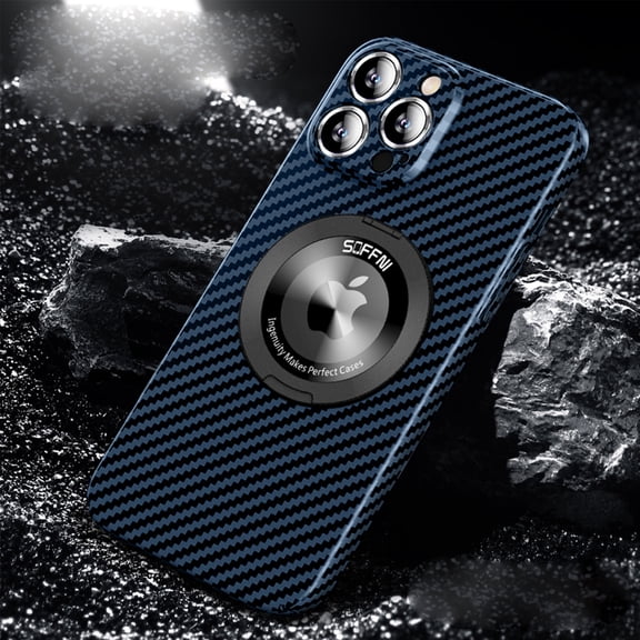For iPhone 16 Pro Max carbon fiber print Case with Kickstand,Heavy Duty, Built-in 360° Magnetic Ring Holder for Women Men Slim Shockproof Protective Phone Case for iPhone 16 Pro Max,Darkblue