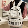thumbnail image 7 of Yucurem Vintage Piano Keyboard Music Note Backpack for Women Men, Polka Dot Print Nylon School Bag for College Travel Daily Use (White), 7 of 7
