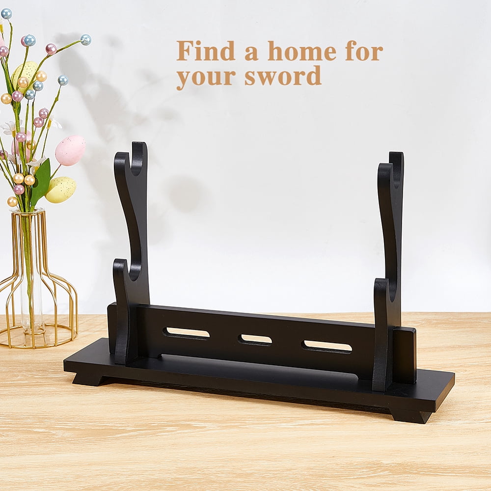 2-Tier Stand Katana Stand 39.1x8.9x24.5cm Wooden Katana Holder Black Swords Display Holder Wood Swords Racks for Home