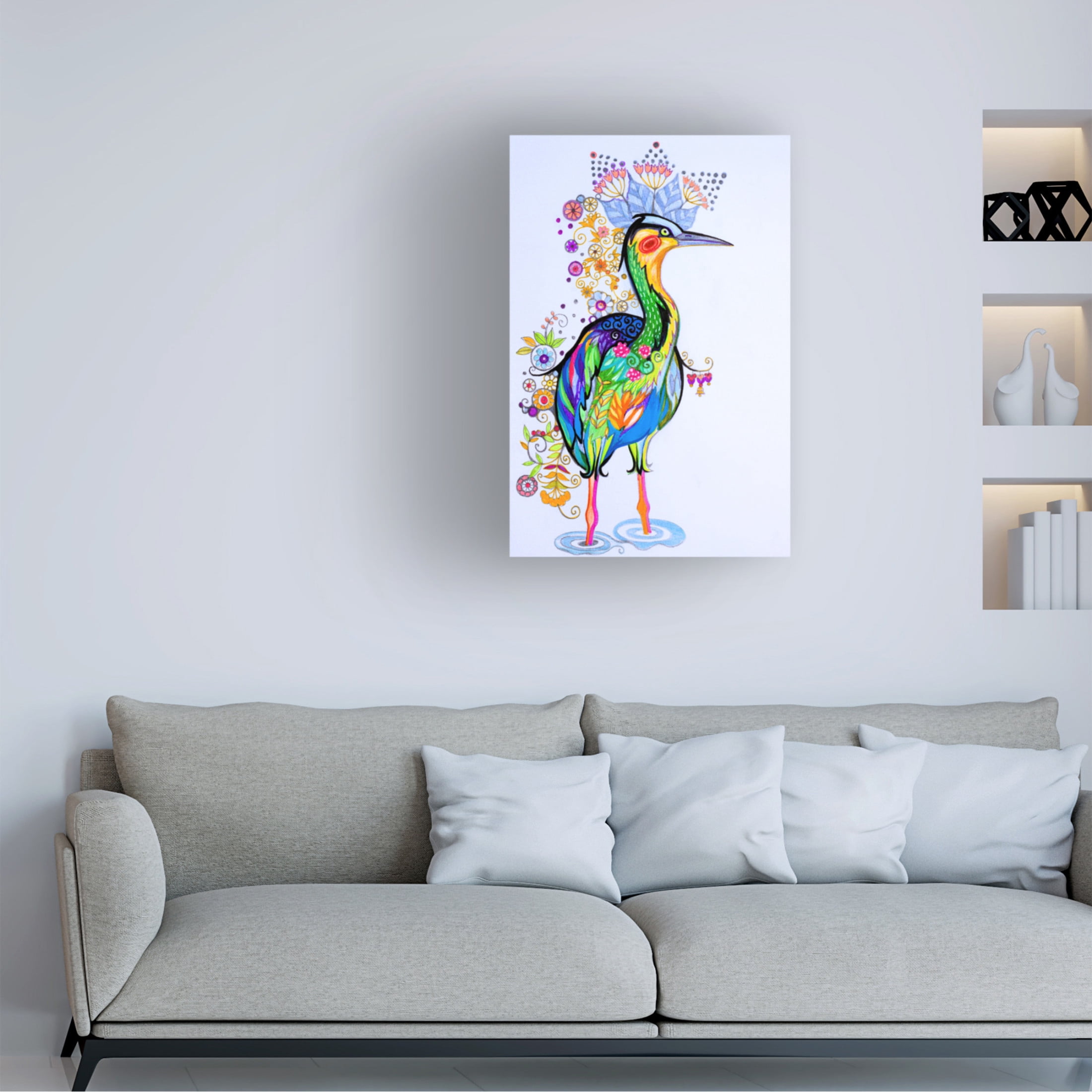 Canvas Wall Art - Oxana Zaika 'Heron' Wall Art for Living Room, Bedroom, or Office Décor by Trademark Fine Art - 16 x 24 Inches