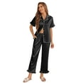 thumbnail image 5 of Ekouaer Silk Pajamas for Women Satin Short Sleeve Pajamas Set with Ruffle 2 Pieces Button Down Tops and Pants, 5 of 6