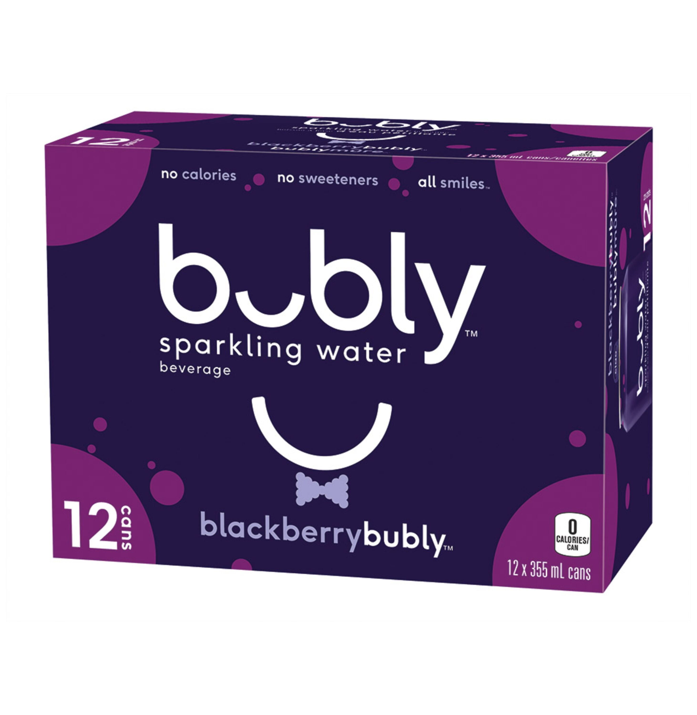 Bubly Blackberry Sparkling Water 12 x 355mL, Cans, 12x355ml