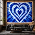 thumbnail image 6 of Nested Hearts with Blue Tie Dye Sunburst Radiating Outward, Whimsical Psychedelic for Nature Lovers, Abstract Wall Art Decor, Housewarming Gift, Tapestry Wall Hanging for Bedroom and Dorm, 6 of 7