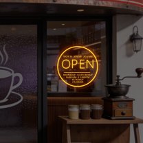 UPONRAY Circular Open Custom Neon Signs, Usb Powered with Adjustable Brightness Wall Decor for Gifts, Yellow, 16 inch