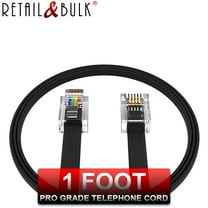 1 Foot RJ11 Telephone Cord - Landline Phone Cable, 4 Wire, 100% Copper (1 ft, Black) Made in USA