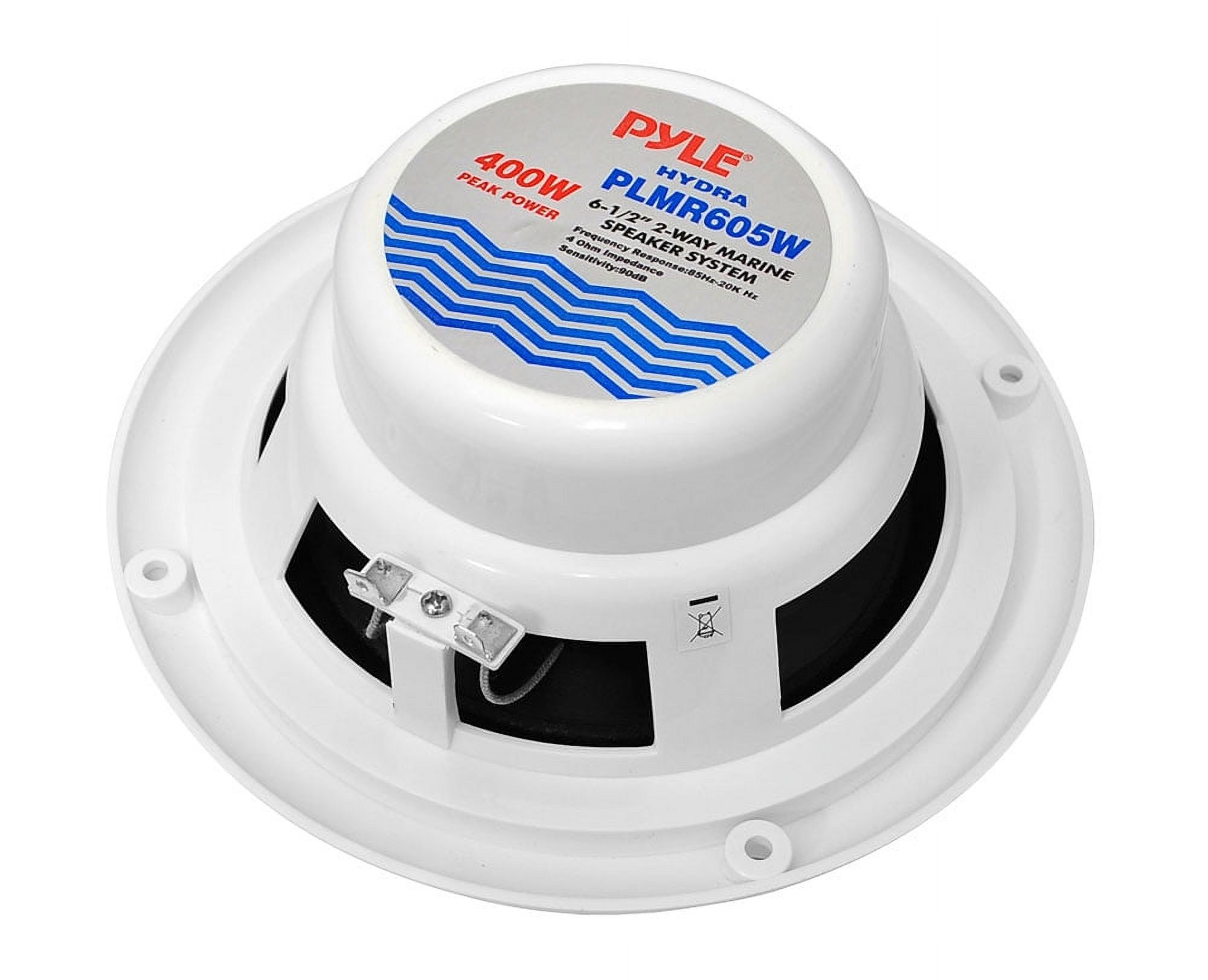 Pyle PLMR605W 6.50 Inch Waterproof 2 Way Full Range Marine Speaker Pair, White - image 2 of 2