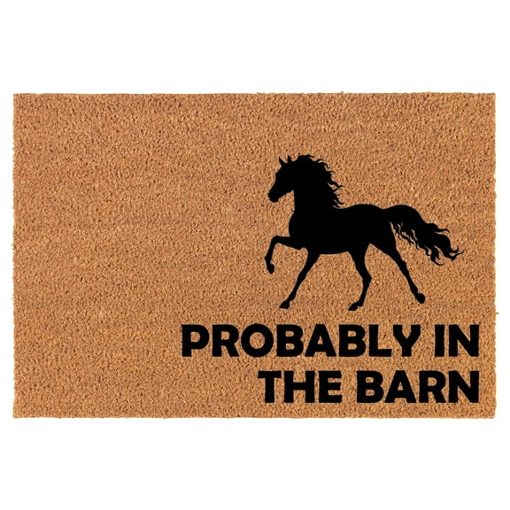 Welcome Doormat Coco Coir Door Mat Gift Probably in The Barn Horse CORNER (24" x 16")