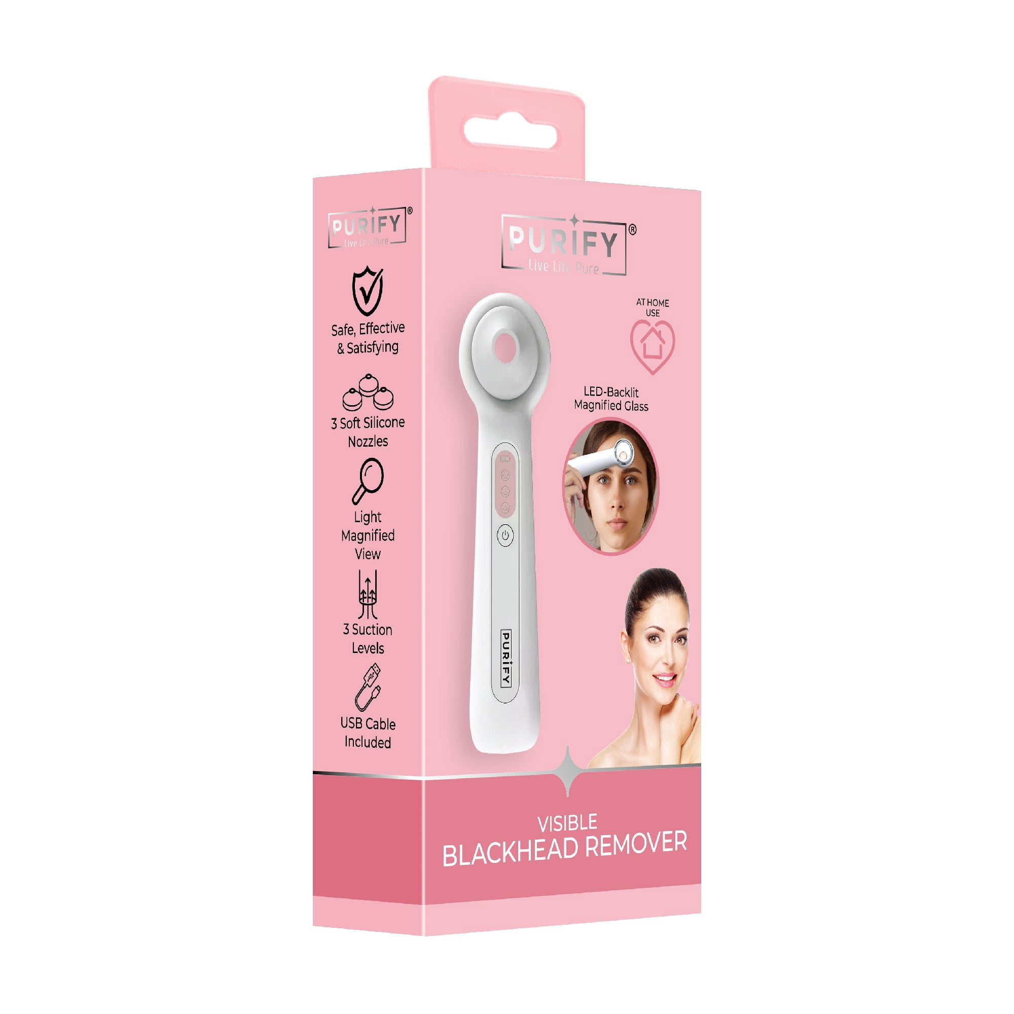 Purify Rechargeable Visible Blackhead Remover Vacuum Facial Pore Cleaner