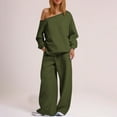thumbnail image 2 of MeetoTime Ensemble 2 Pcs pour Femmes en Molleton, Chandail à Col Rond, Pantalon Grand, Survêtement, Tenue de Détente, 2 of 6