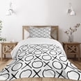 thumbnail image 3 of Ambesonne Xo Quilted Bedspread Set 2 Pcs, Doodles Monochrome Style, Twin Size, Black and White, 3 of 6