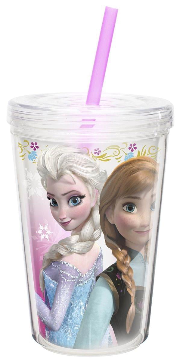 Disney Frozen Elsa & Anna zak Mason jar plastic drink tumbler Straw Lid 1459808 