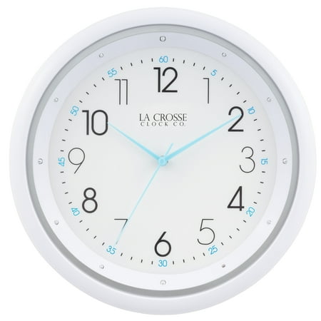 La Crosse Clock 10 Inch Night Vision White Silent Quartz Analog Clock, 404-4525