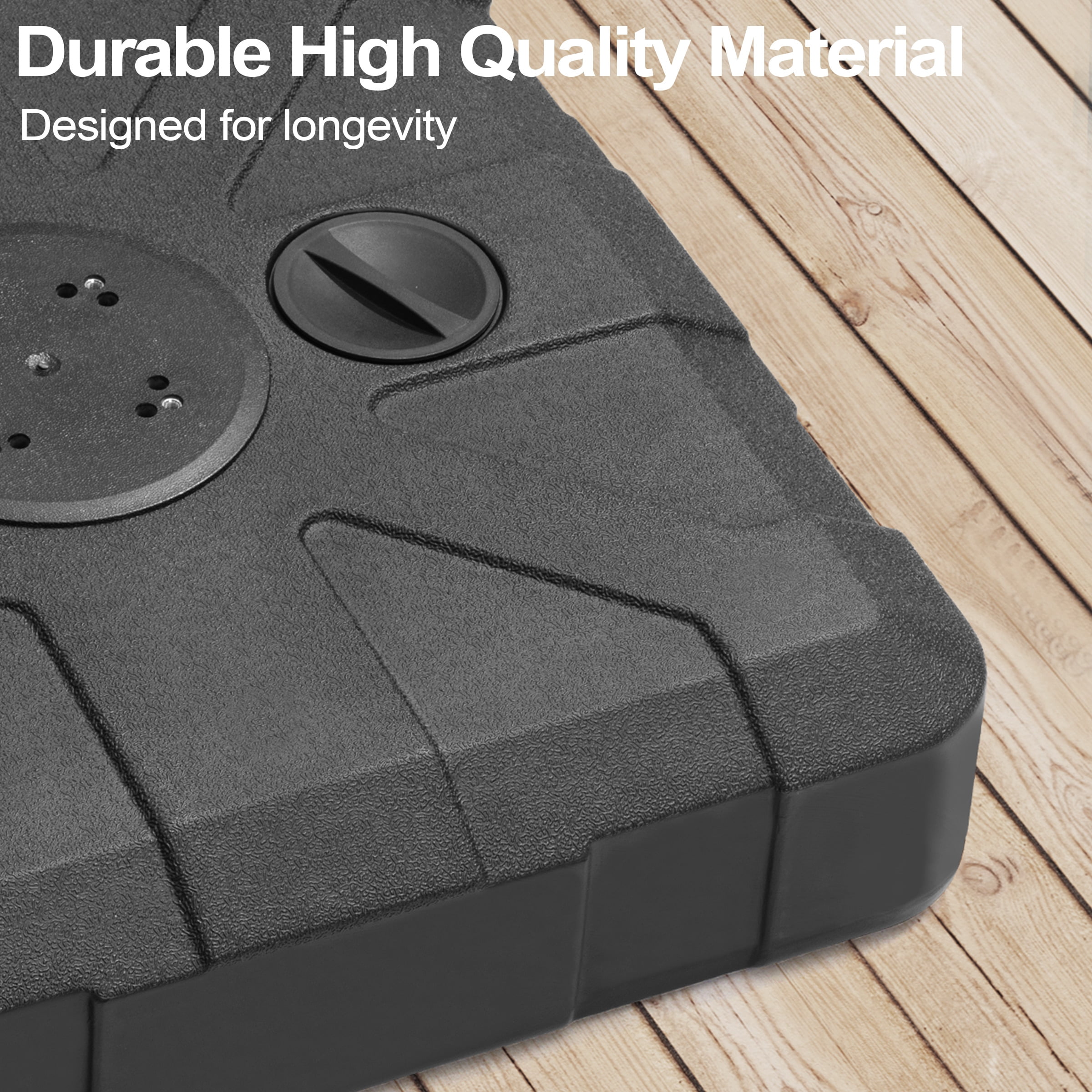 Crestlive Products Outdoor Cantilever Umbrella Base with Wheels and handle, 350 lbs Offset Patio Umbrella Stand, Water & Sand Filled Umbrella Weighted Base, Black