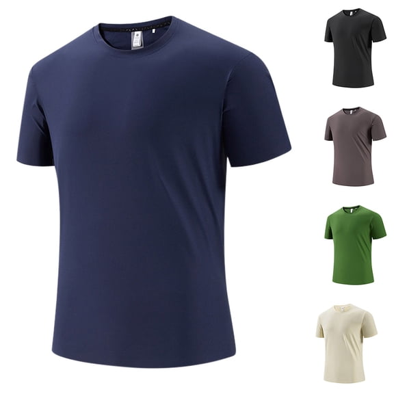 Nmnitkp Men's Cooling Ice Silk Running Shirts Quick Dry Short Sleeve Athletic Gym T-Shirts UPF 50 Outdoor Workout Tshirts