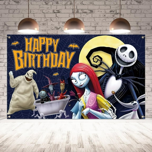 The Nightmare Before Christmas Birthday Party Banner,5 x 3ft  Photography Background Vinyl Wall Decorations Supplies