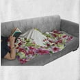 thumbnail image 6 of Watercolor Flower Soft Flannel Fleece Throw Blanket, Fresh Curly Willow and Dahlia Floral Summer Buds Hand Drawn Print, Cozy Plush for Indoor and Outdoor Use, 50" x 60", Green and Pink, by Ambesonne, 6 of 6