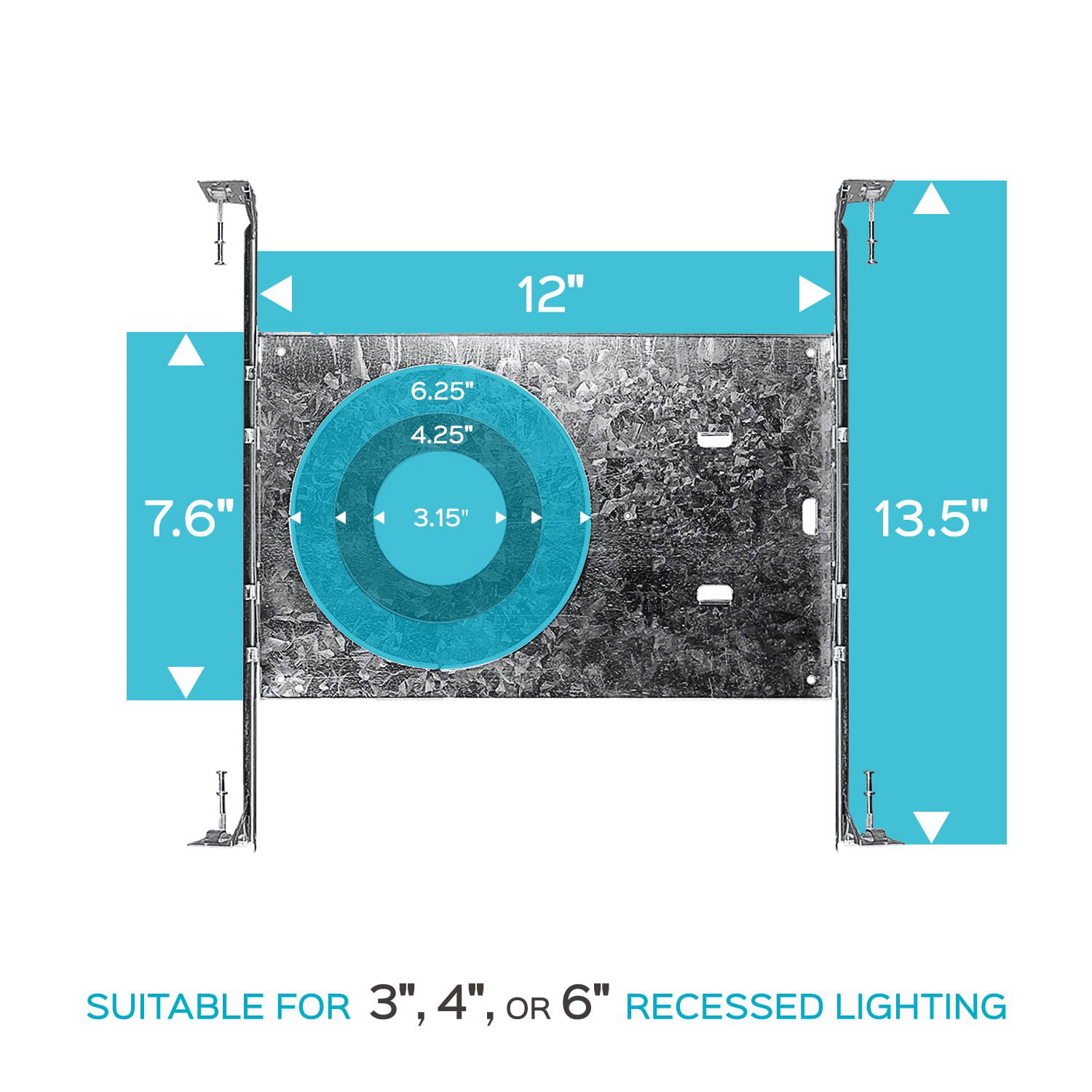 6 Pack Shallow Recessed Light Housing Luxrite New Construction Mounting Plate Extendable Hanger Bars ETL Listed 3-4-6 Inch LED Recessed Lighting Kits 