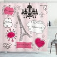 thumbnail image 1 of Ambesonne Romantic Shower Curtain, Frames French Love Eiffel, 69"Wx75"L, Hot Pink Black, 1 of 3