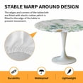 thumbnail image 2 of Elastic Fitted Round Tablecloth, Green Eucalyptus Leaves Waterproof Stretch Table Cover for 45"-54" Tables, Daisy Summer Botanical Wooden Washable Outdoor Tablecloths for Patio, Picnic, Camping, 2 of 9