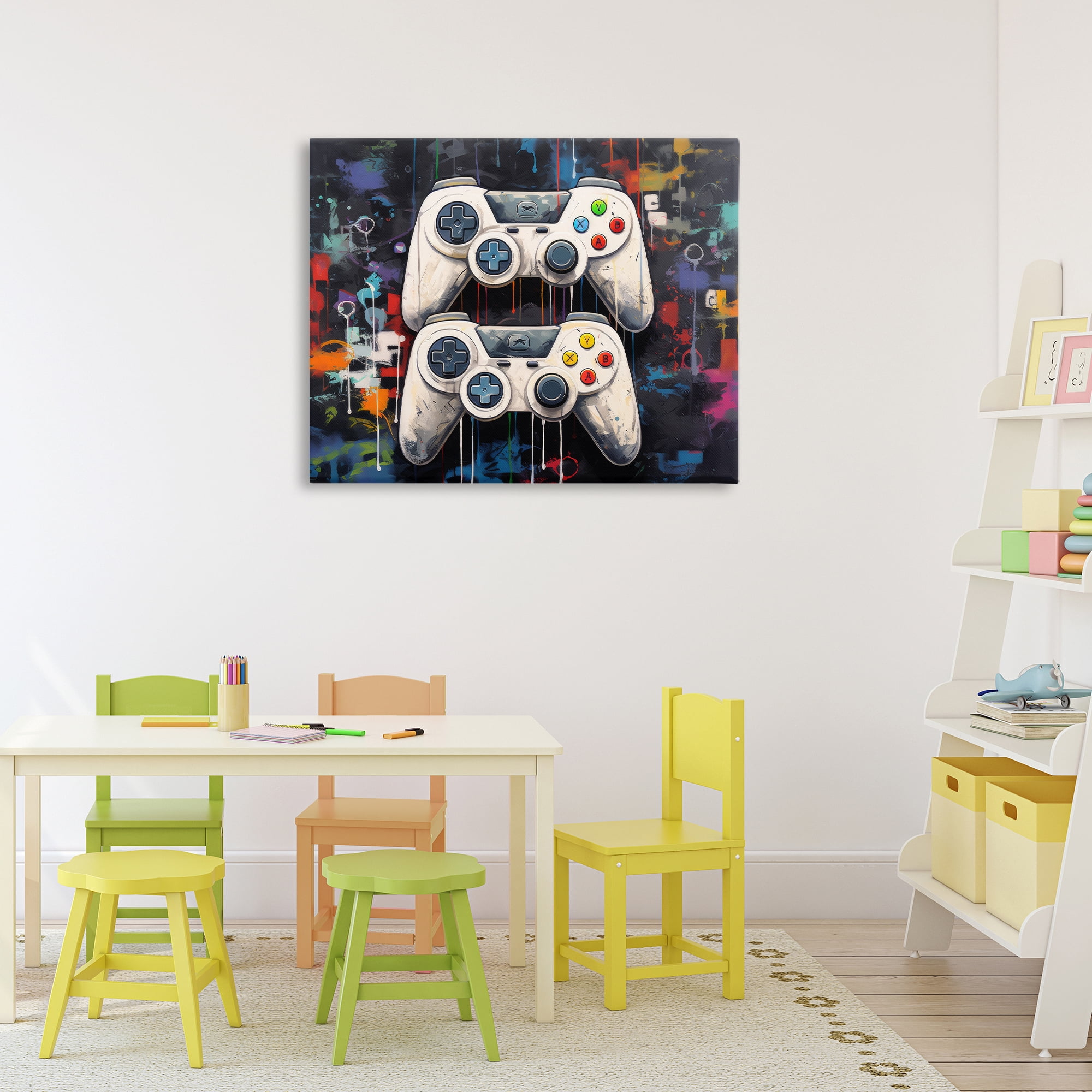 Stupell Industries Joystick Journeys with Paint Splatter Canvas Wall Art, design by Lazar Studio