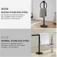 thumbnail image 3 of 17 Inch Stand Hand Towel Holder Towel Bar Towel Hanging Ring, Free Standing Floor Hand Towel Rack Storage for Bathroom Kitchen Vanity Countertops, Hardware Accessories(Matte Black), 3 of 14