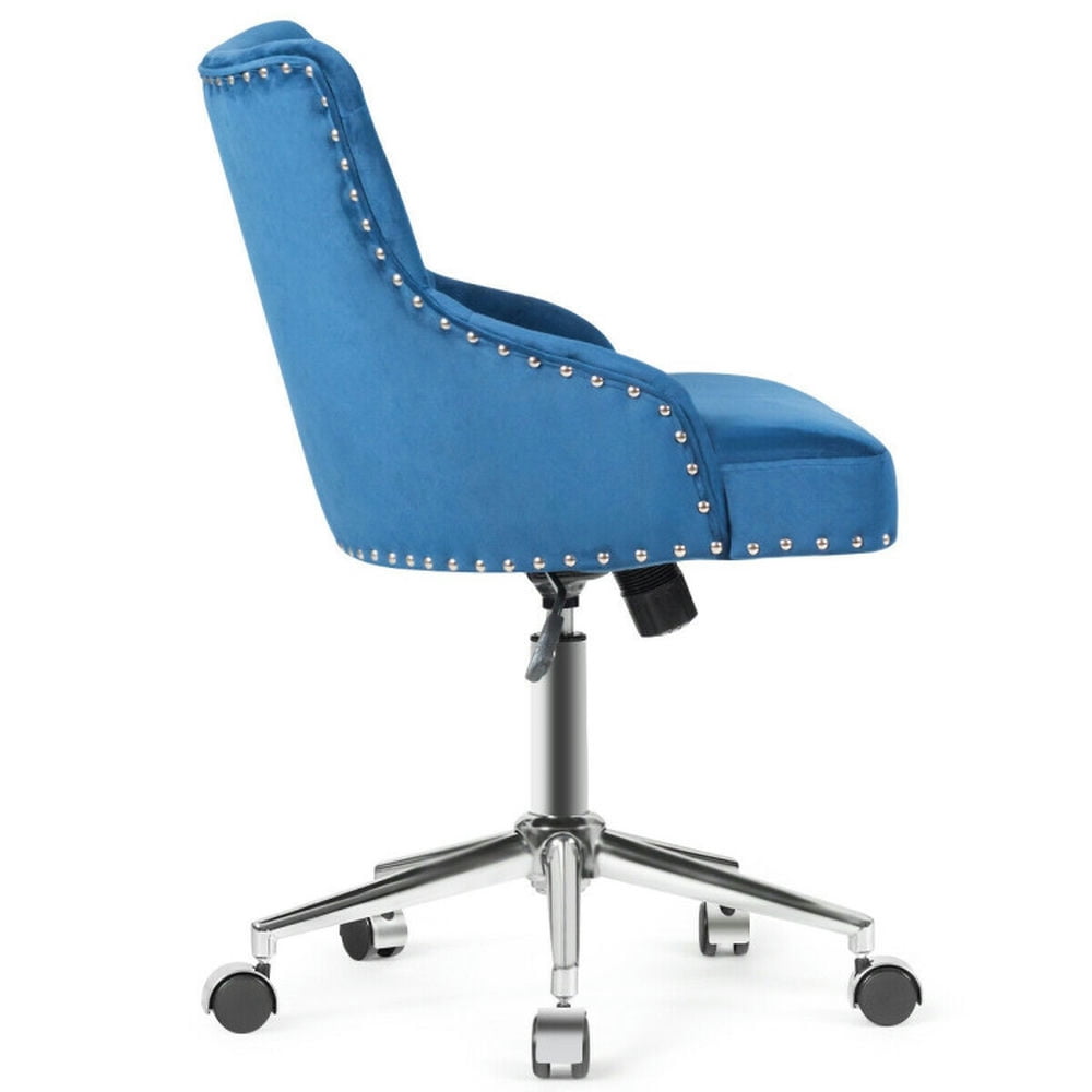 Demi Bonn Tufted Upholstered Swivel Computer Desk Chair with Nailed for Home, Bedroom, Study, Rolling Work Computer Office Chair, Blue