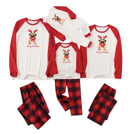 

Merry christmas Matching Family Pajamas Sets 2022 Cute Funny Dog Graphic Tops with Plaid Pants Sleepwear Xmas Pjs Matching Family Outfits Pijamas Para Bebes