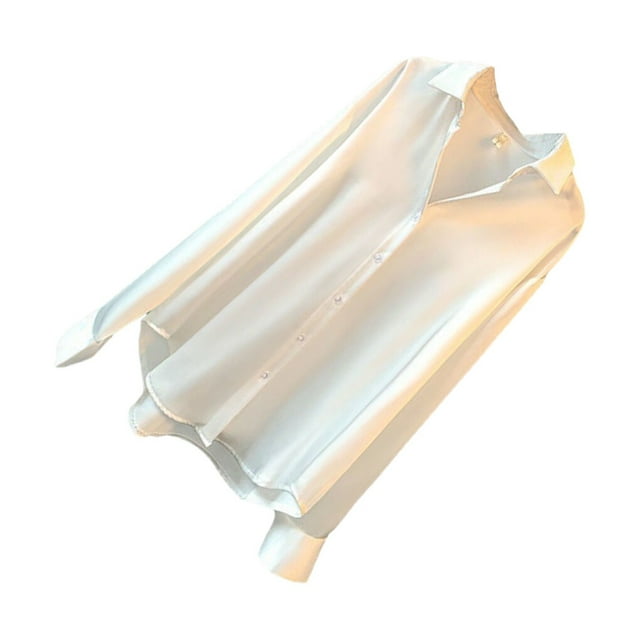 Chemise Boutonnée Style Décontracté pour Femmes Chemises de Voyage Boutonnées Chemise de Randonnée Travail Réunion Polyester Col à Revers Blouse Manches Longues Vêtements Blanc S