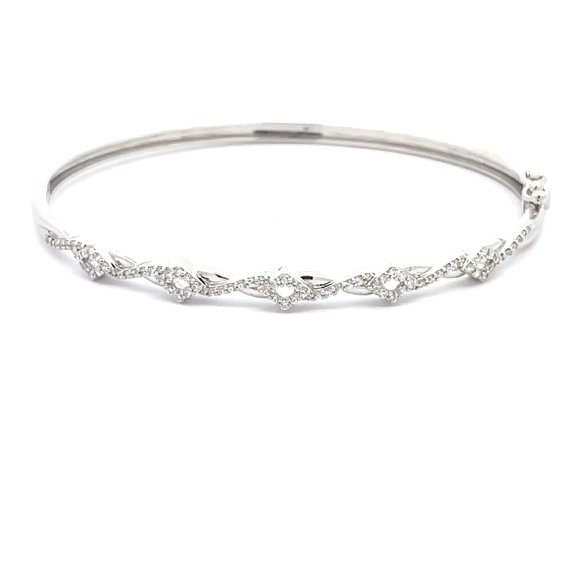 ARAIYA FINE JEWELRY Sterling Silver Round Diamond Bangle Bracelet (1/2 cttw, I2-I3 Clarity, I-J Color) 7"