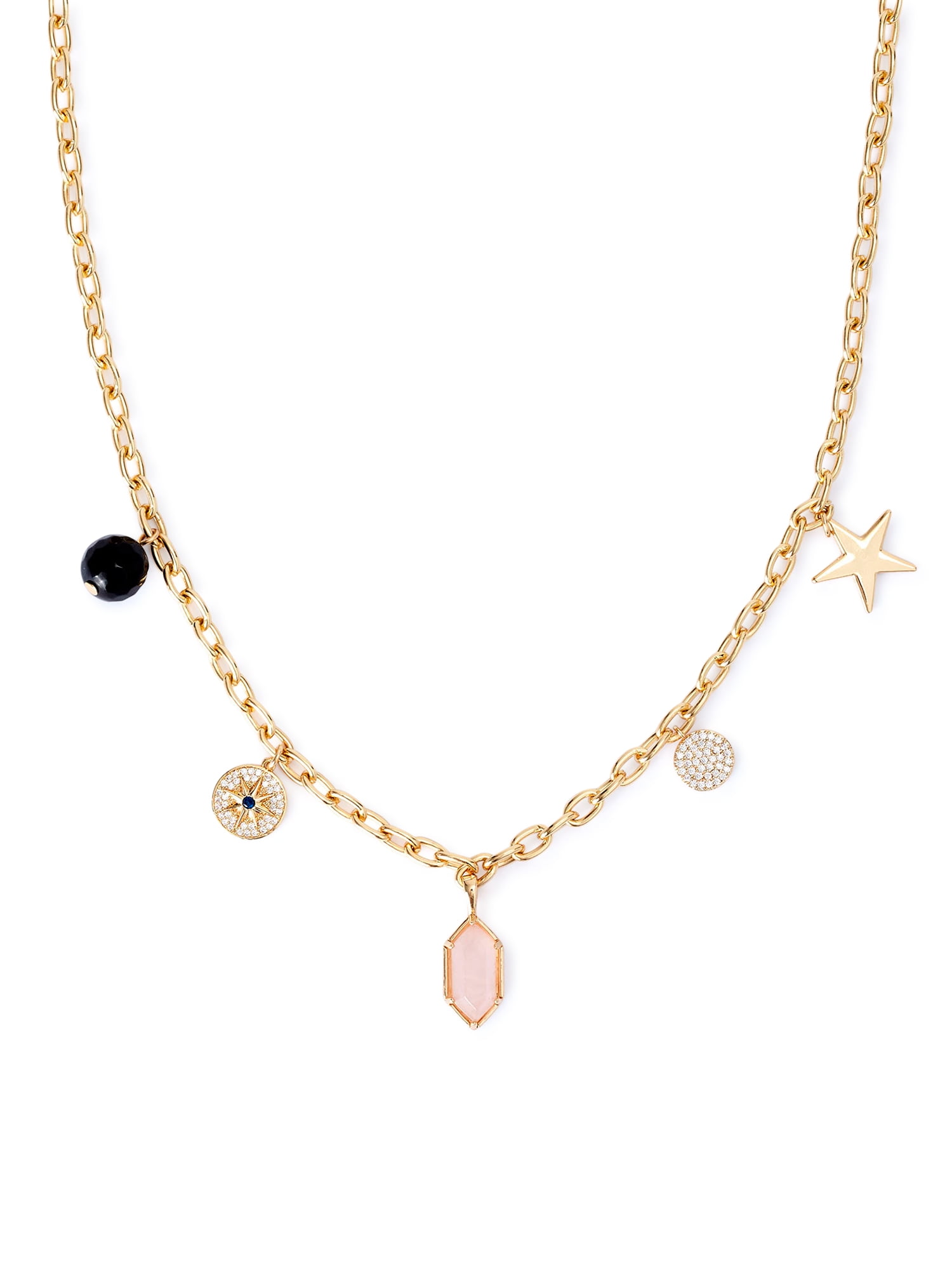 Scoop Womens Brass 14KT Gold Flash-Plated Charm Medallion Necklace