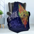 thumbnail image 4 of Girl Slogan Soft Flannel Fleece Throw Blanket, Future is Female Text with a Bunch of Roses on a Brick Wall Neon Power, Cozy Plush for Indoor and Outdoor Use, 70" x 90", Multicolor, by Ambesonne, 4 of 5