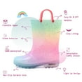 thumbnail image 3 of EUXTERPA Toddler Kids Light Up Rain Boots Girls Glitter Waterproof Boots Toddler Size 10, 3 of 7